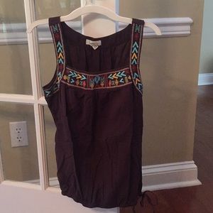 Brown tank top with aztec design